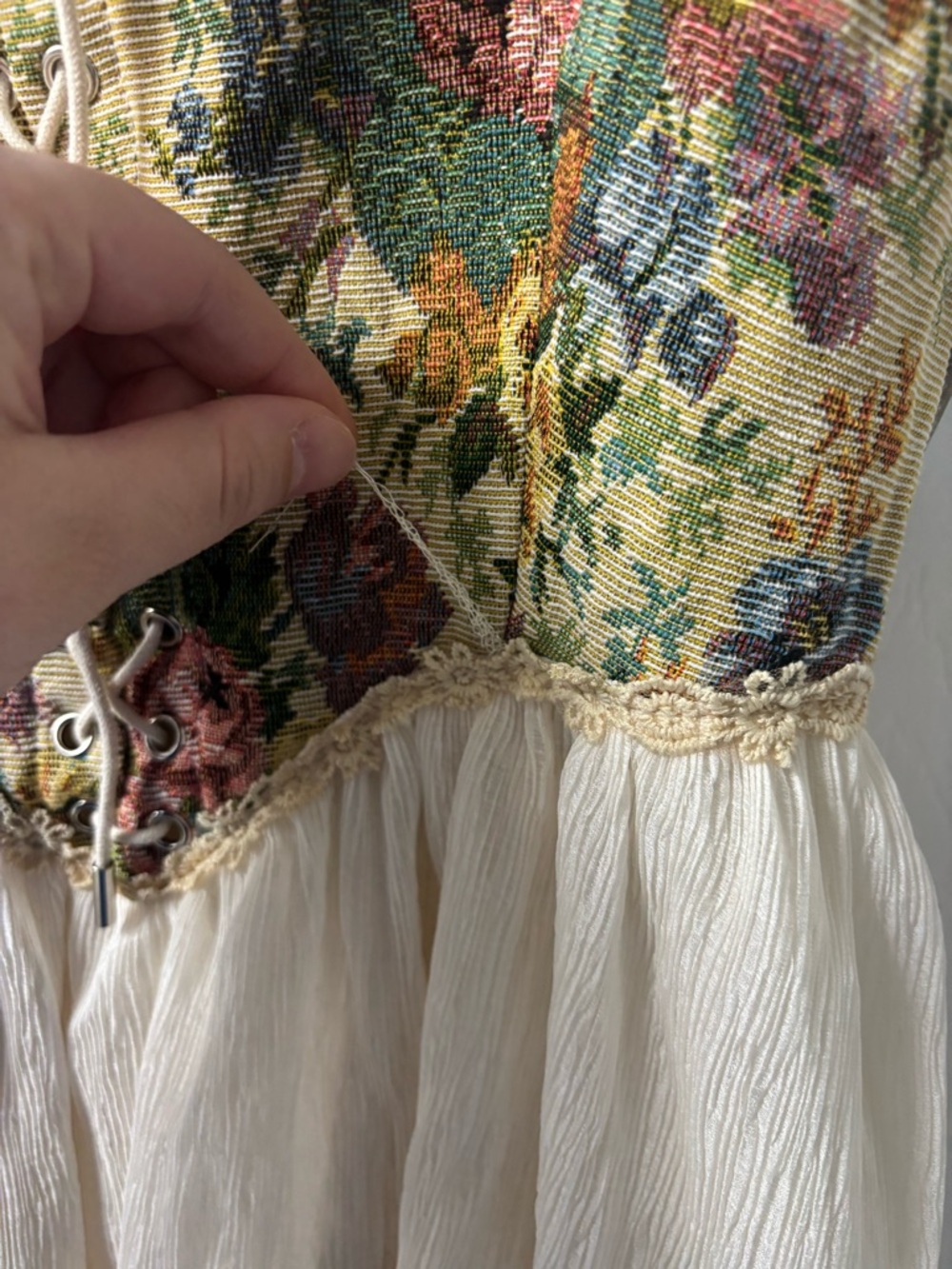 Cider Secret Garden Corset Mini Dress Floral Cream Size XS NEW - Picture 3 of 8